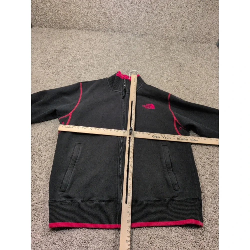 The North Face Mens M Full‎ Zip Track Jacket Black Pink Contrast Stitch Fleece